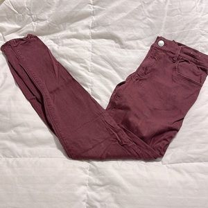 Express - Maroon Mid Rise Stretch Jeggings - 2R